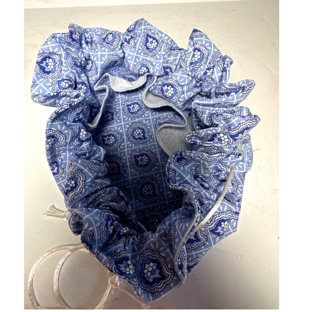 Longaberger Jewelry Pouch Womens Blue New Provincial Paisley Drawstring Bag